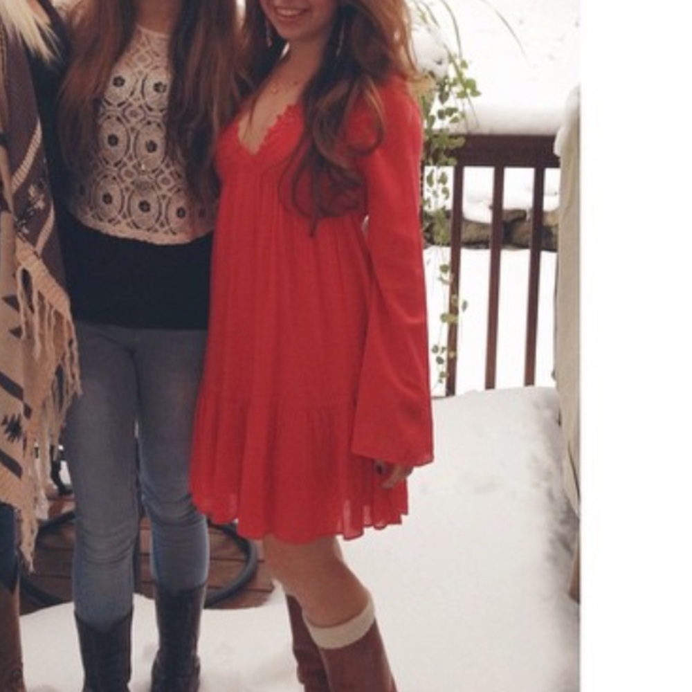 Free People Coral A-Line Swing Dress